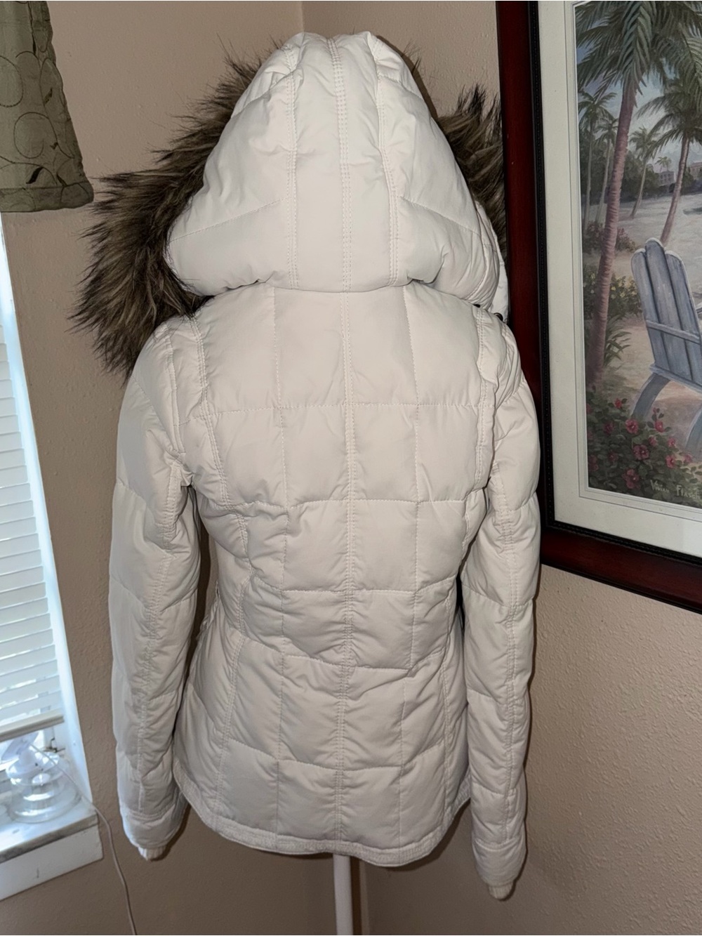 Vintage Y2K Abercrombie & Fitch 2000s Faux Fur Hooded Zip Up Puffer Jacket - Picture 7 of 13